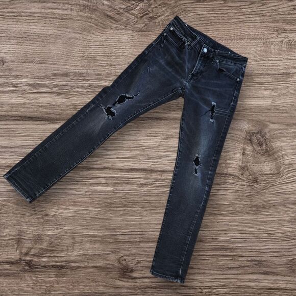 American Eagle Black Distressed Skinny Jeans - Picture 1 of 9